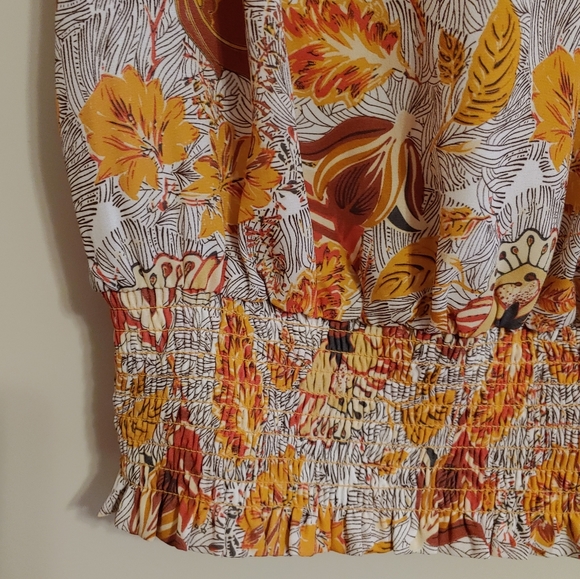 Rachel Zoe Flutter sleeve tie neck blouse, shirred waist, xsmall multicolor - Picture 4 of 5